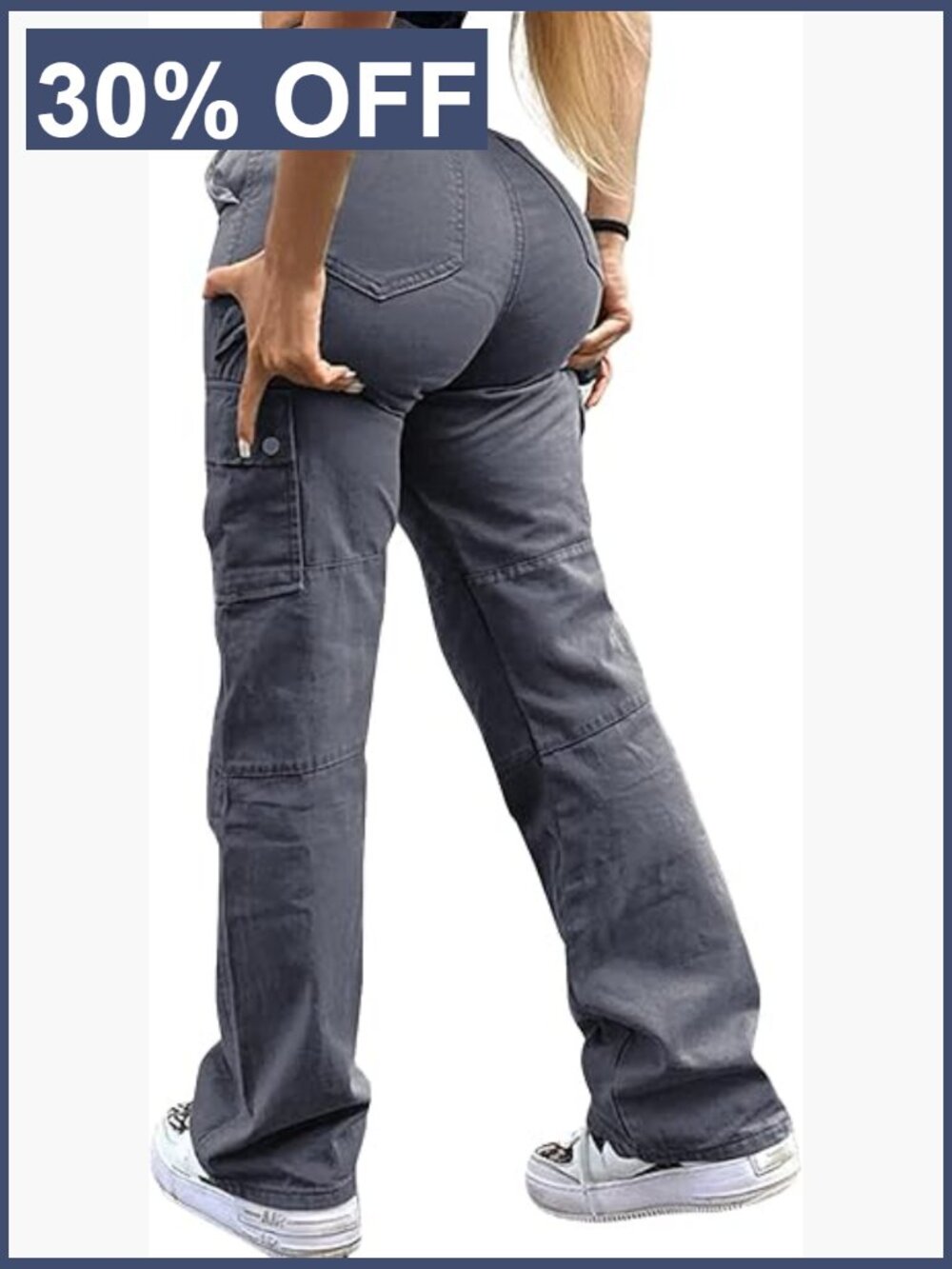 High Rise Straight Leg Cargo Jeans Pants Women's Casual Comfy Stretch Cotton